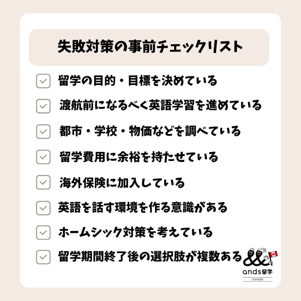 失敗対策の事前チェックリスト